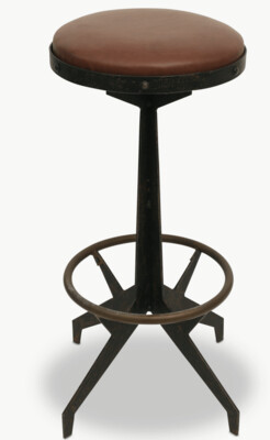 Iron And Leather Bar Stool