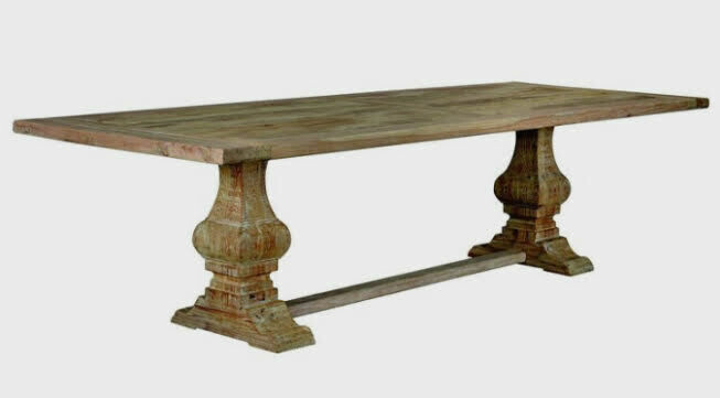 Reclaimed Old Elm Top Dining Table 300x110cm