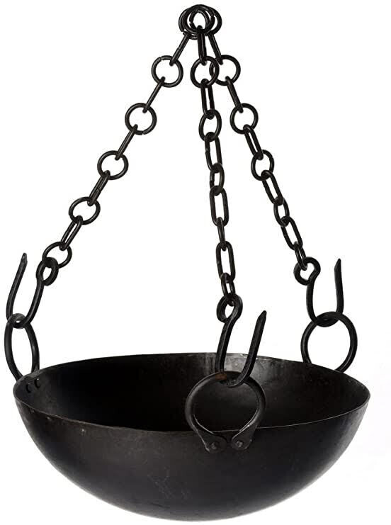 Cooking Bowl With Three Chains 30cm Diameter To Fit Fire  Pit 60cm