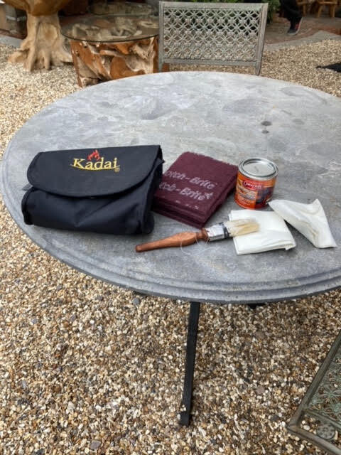 Indian Fire Bowl Care Kit Including Oil, Brush, Pad And Cloth