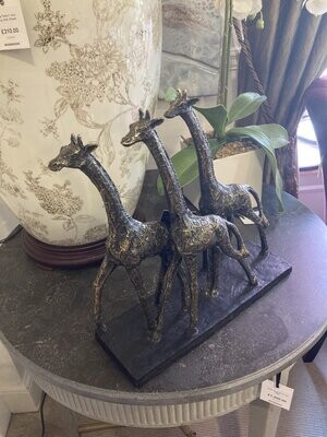 Antique Bronze Group Of Giraffes Sculpture