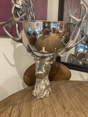 Large Punch Bowl With Stag Stand