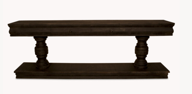 Large Distressed Black Console Table