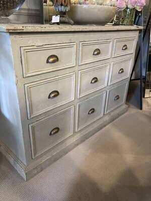 Console in Mouse Grey, Nine Drawer Base