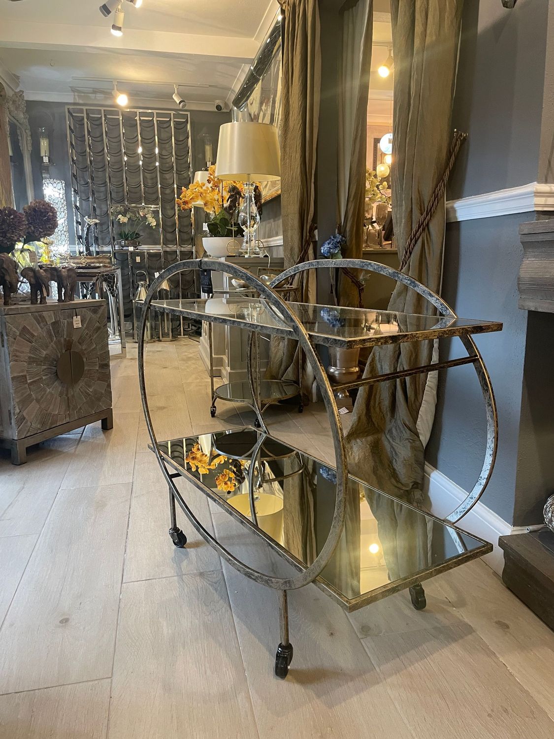 Antique Gold Oblong Drinks Trolley