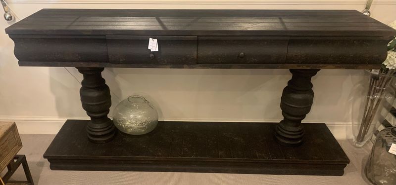 Small Distressed Console Table Black