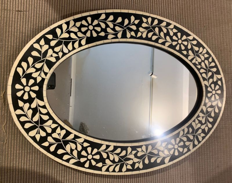 Resin Inlay Oval Mirror