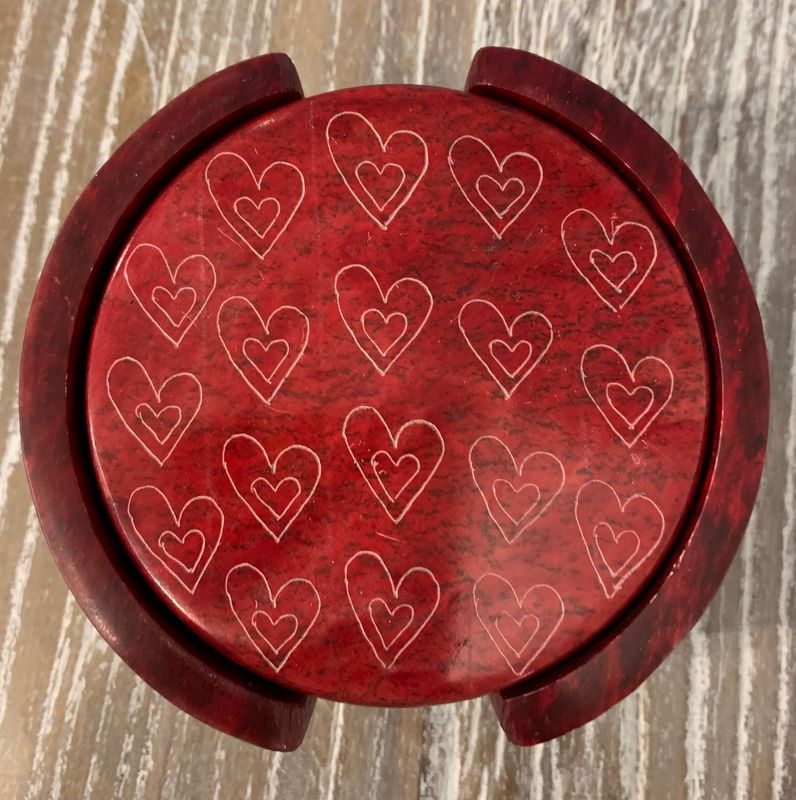 Set Of Six Heart Coasters