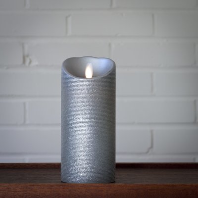 5" Silver, Luminara Candle with Wax Finish, IR Enabled