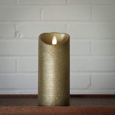 7" Gold, Luminara Candle with Wax Finish, IR Enabled
