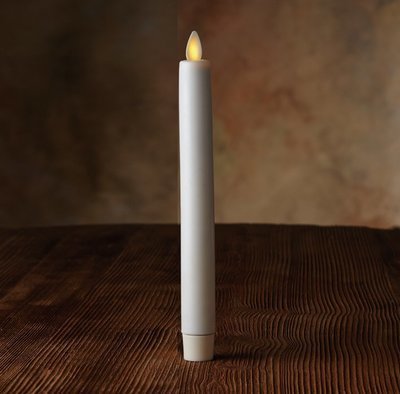 9" Ivory, Luminara Taper Candle with Smooth Finish, IR Enabled