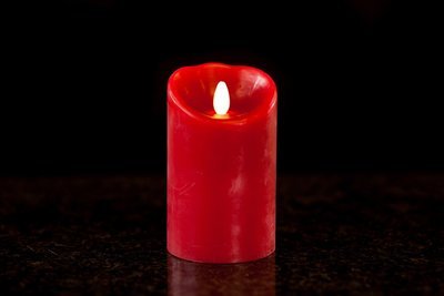 5" Red, Luminara Candle with Wax Finish, IR Enabled