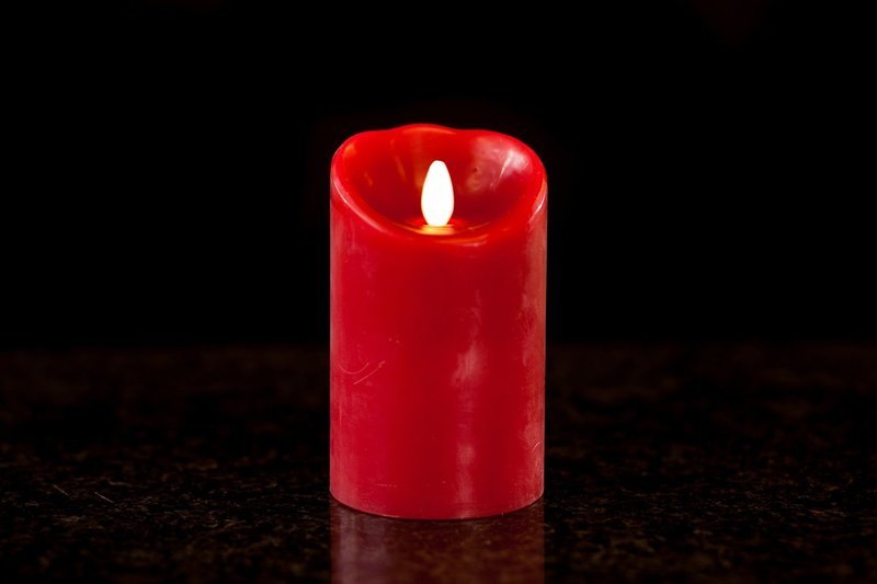 5" Red, Luminara Candle with Wax Finish, IR Enabled