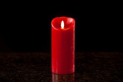 7" Red, Luminara Candle with Wax Finish, IR Enabled