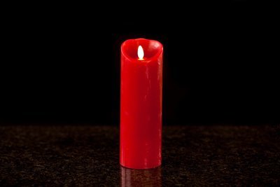 9" Red, Luminara Candle with Wax Finish, IR Enabled