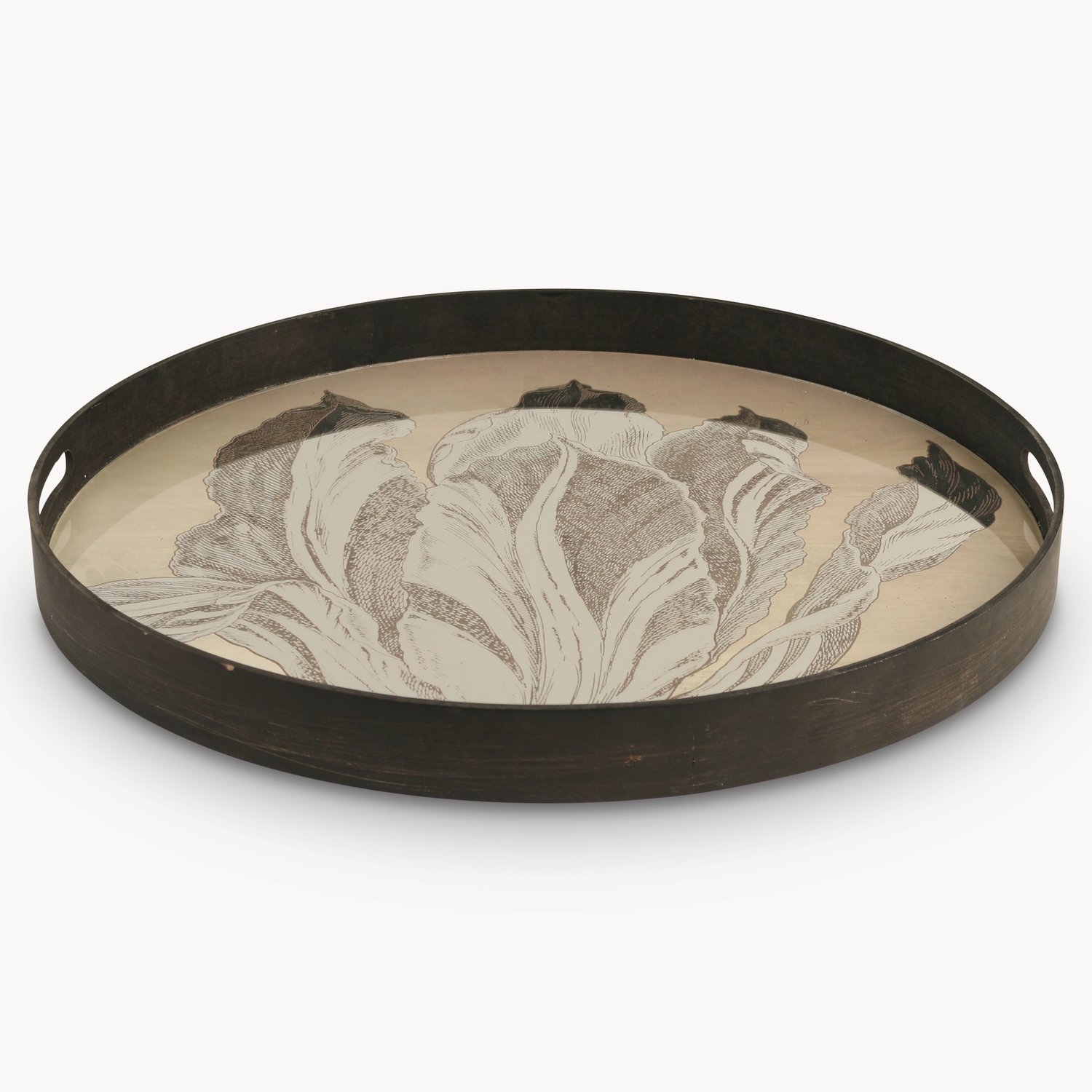 Antiqued Mirror Round Tray