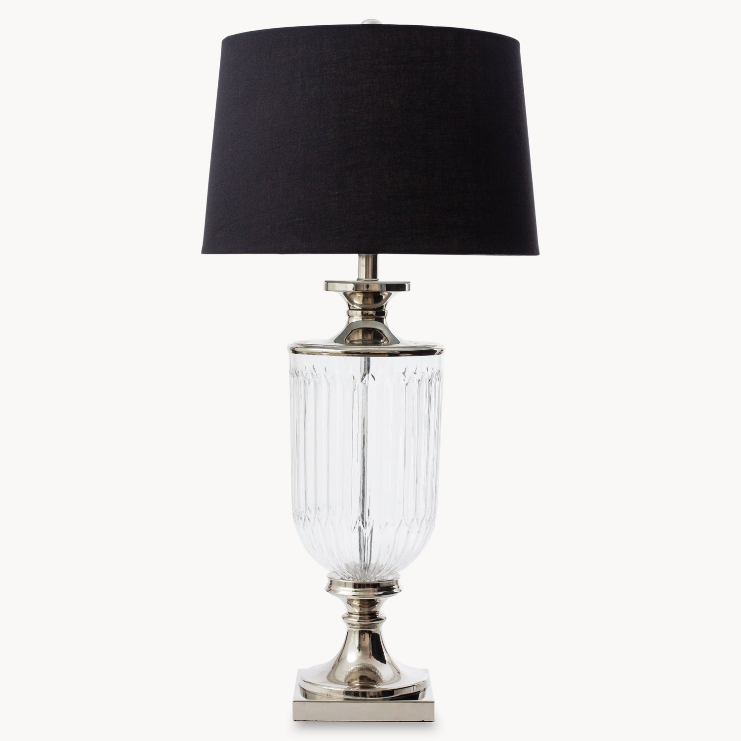 Clifton Cut Crystal Glass Lamp with Dark Grey Shade