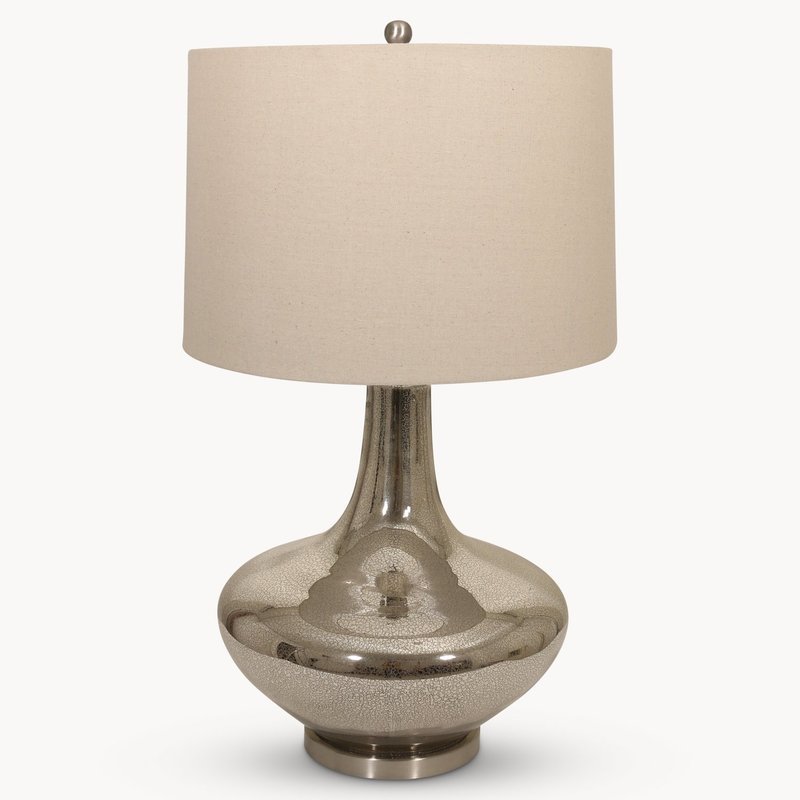 Clifton Glass Table Lamp in Brushed Nickel with Shade