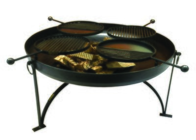 Rolled Edge Fire Pit 120cm With 4 BBQ Swing Arms