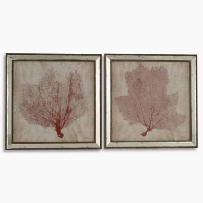 Set of 2 Framed Coral Wall Art