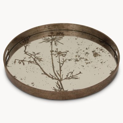 Large Round Tray with Cow Parsley Pattern