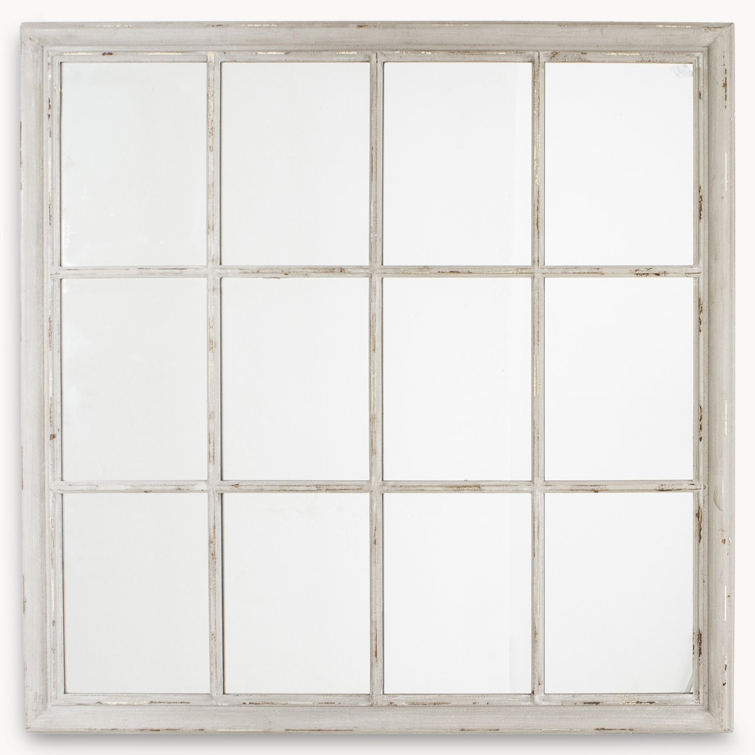 Grey Mirror with Wooden Grid