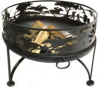 Rolled Edge Fire Pit 80cm with Africa Scene Collar