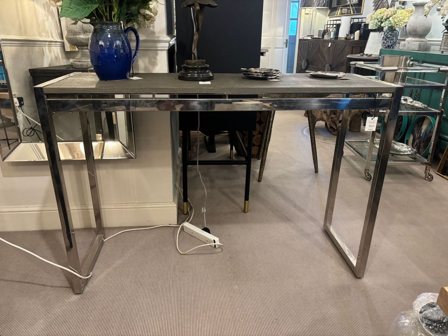 Steel and Shagreen Console Table