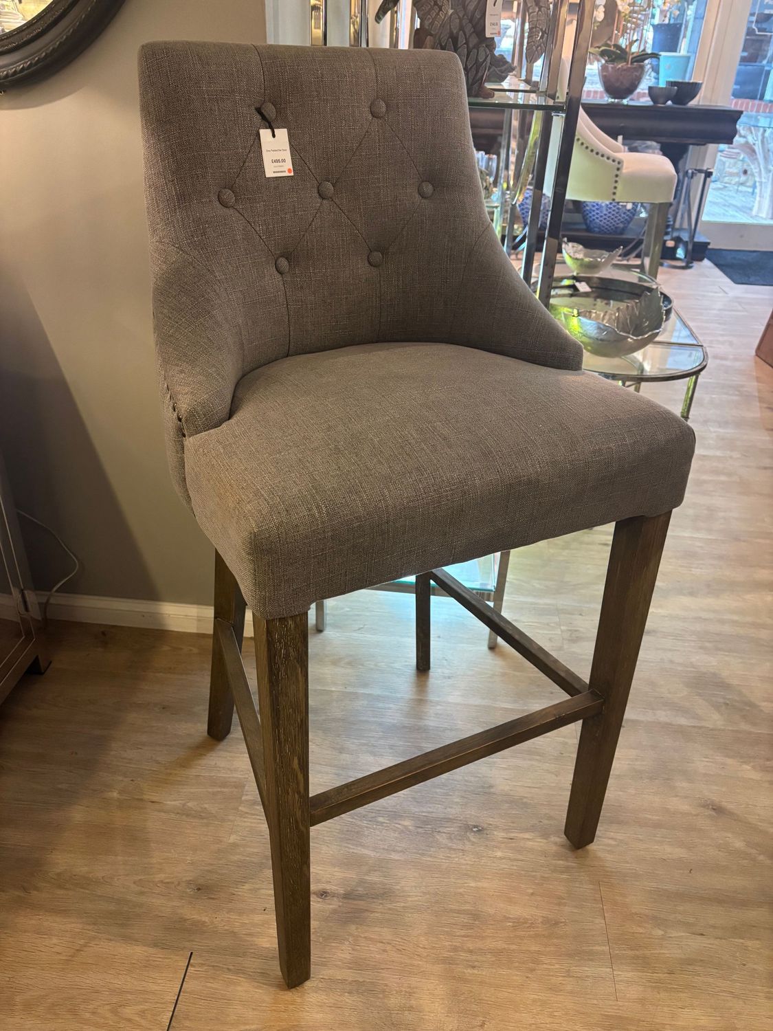 Grey Padded Bar Stool
