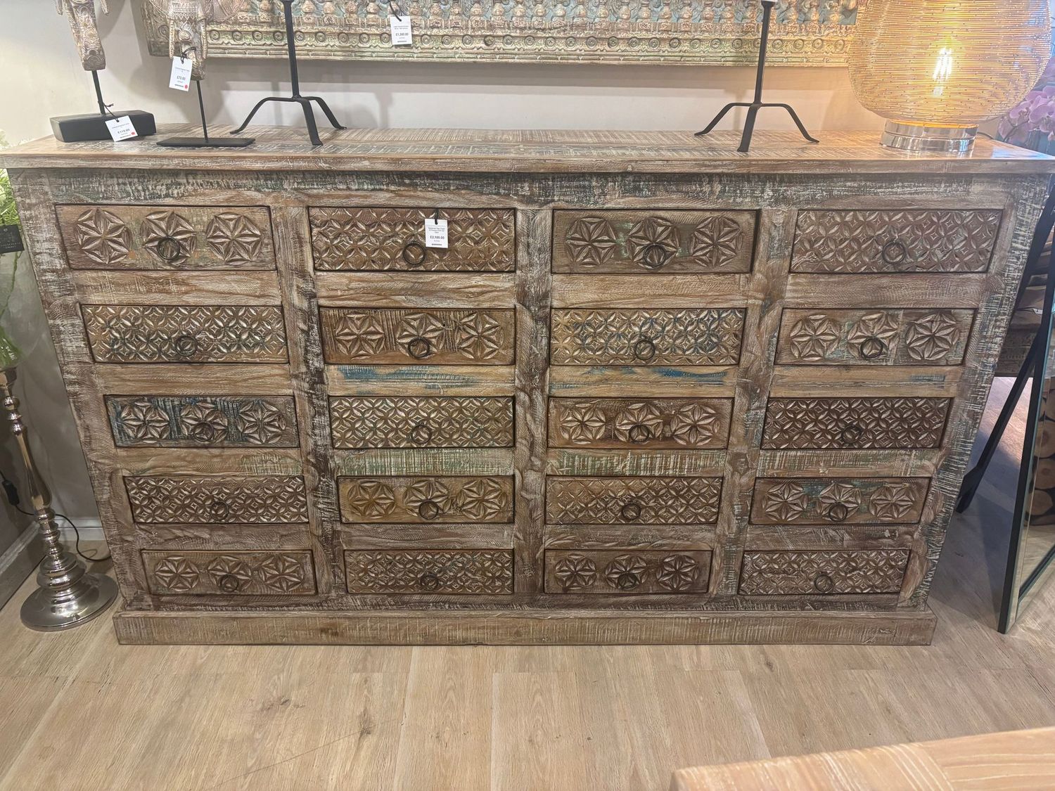 Reclaimed Teak Chest of Drawers with Old Paint