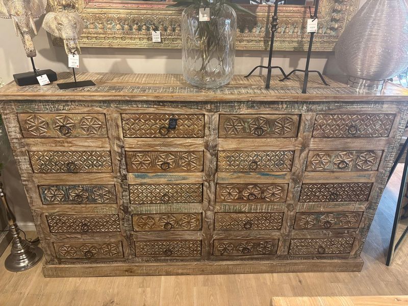 Reclaimed Teak Chest of Drawers with Old Paint