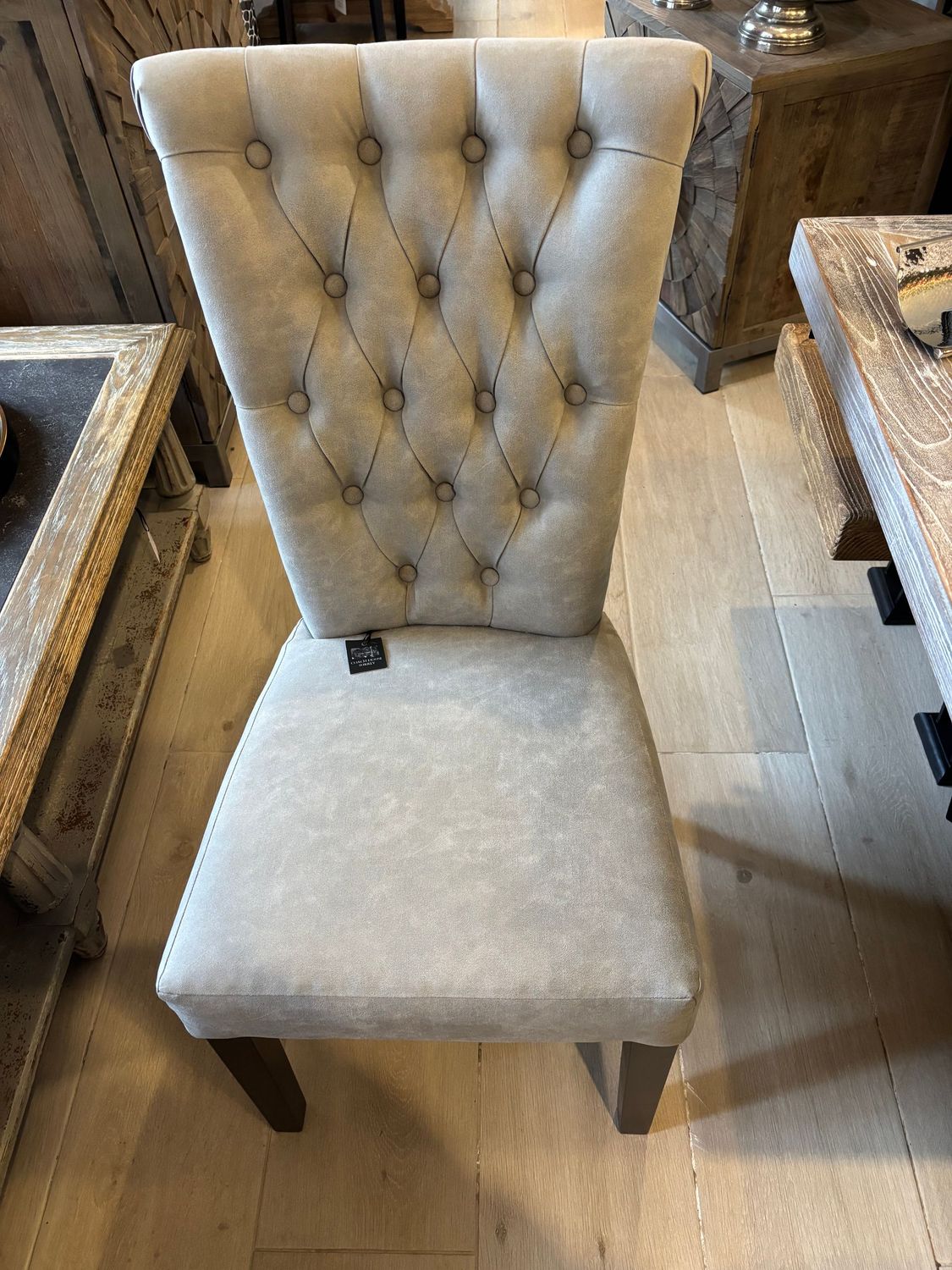 Light Grey Button Back Dining Chair