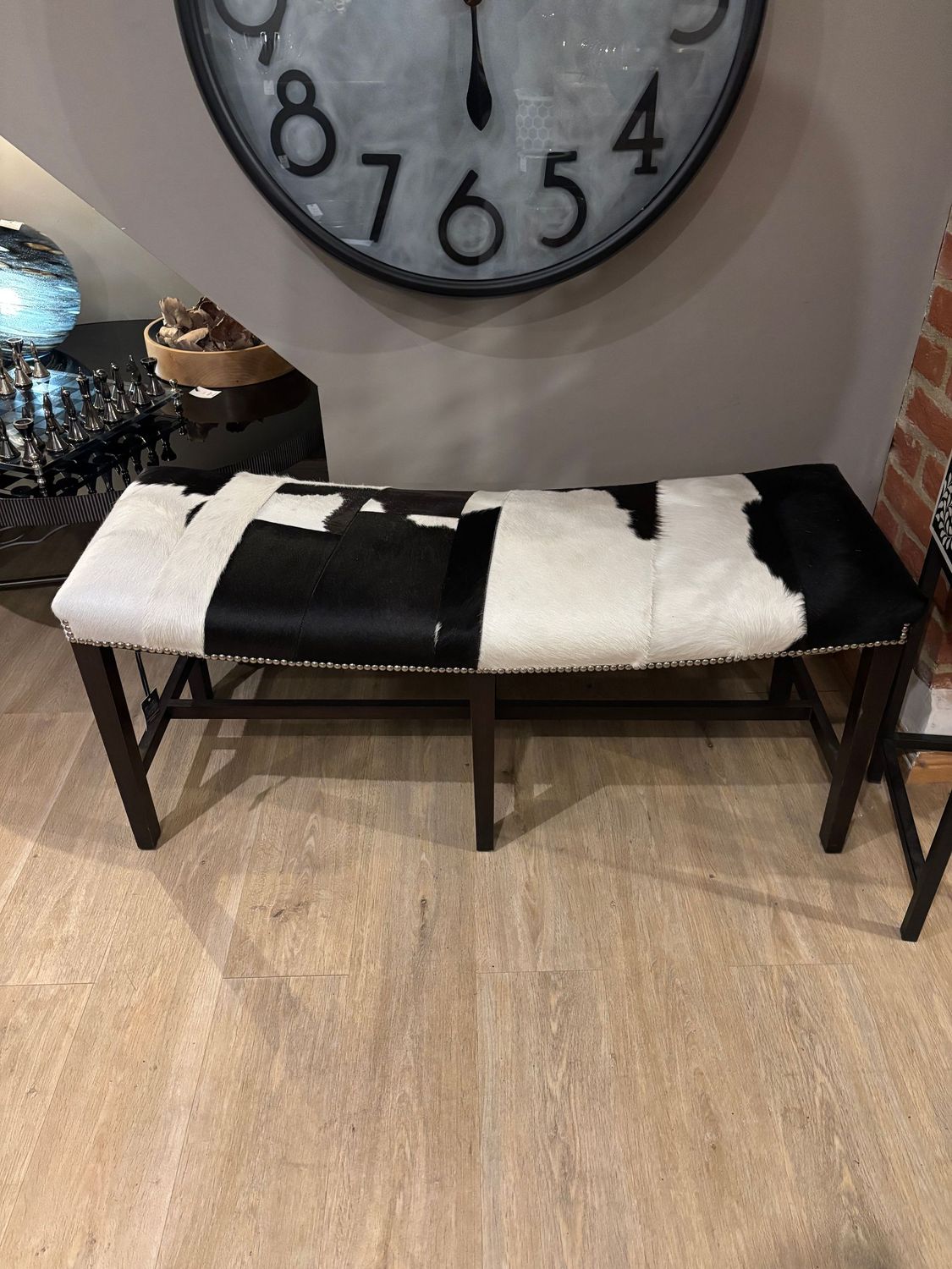 Saddle Back Stool With Cow Hide
