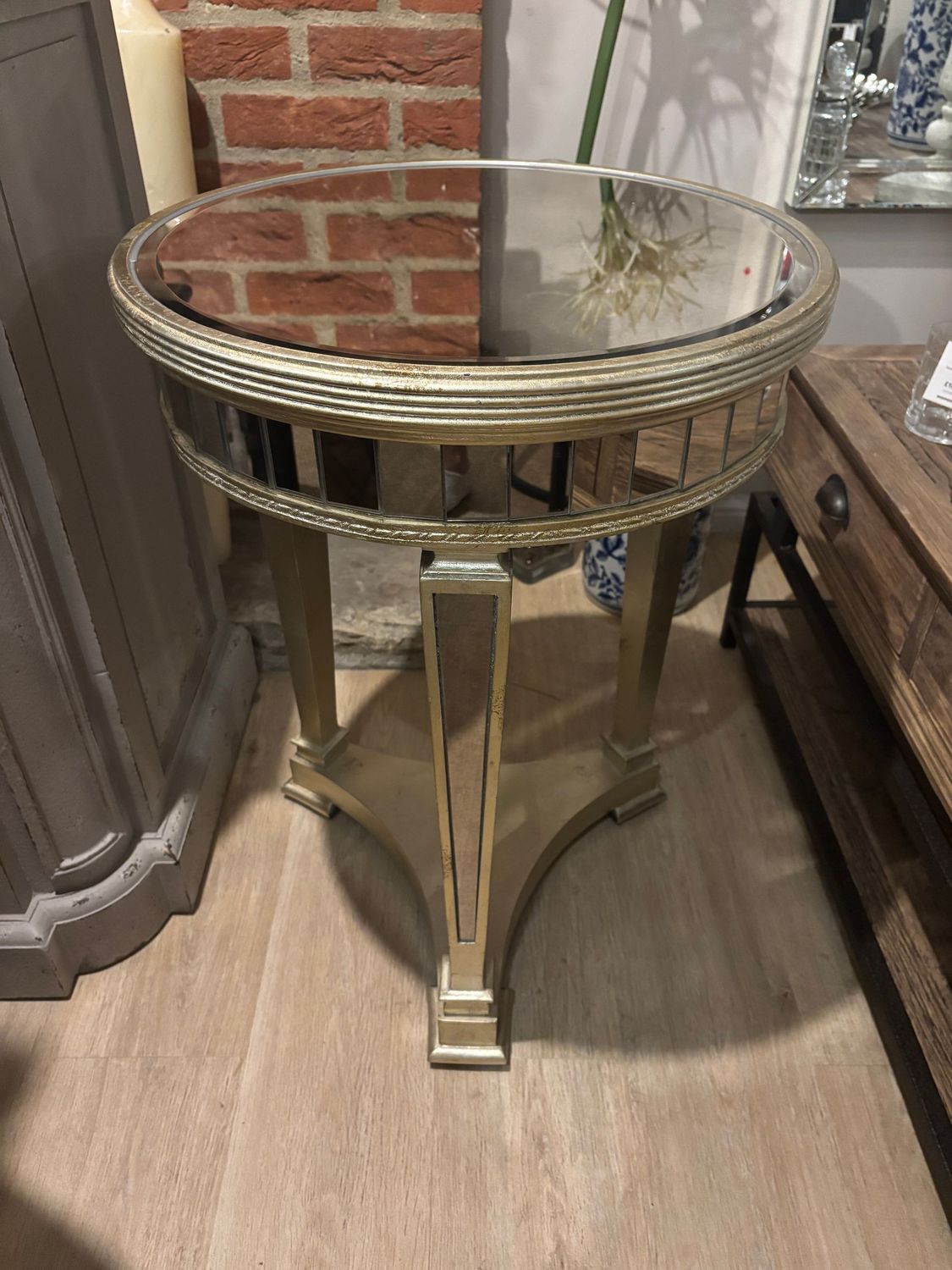 Mirrored Champagne Side Table