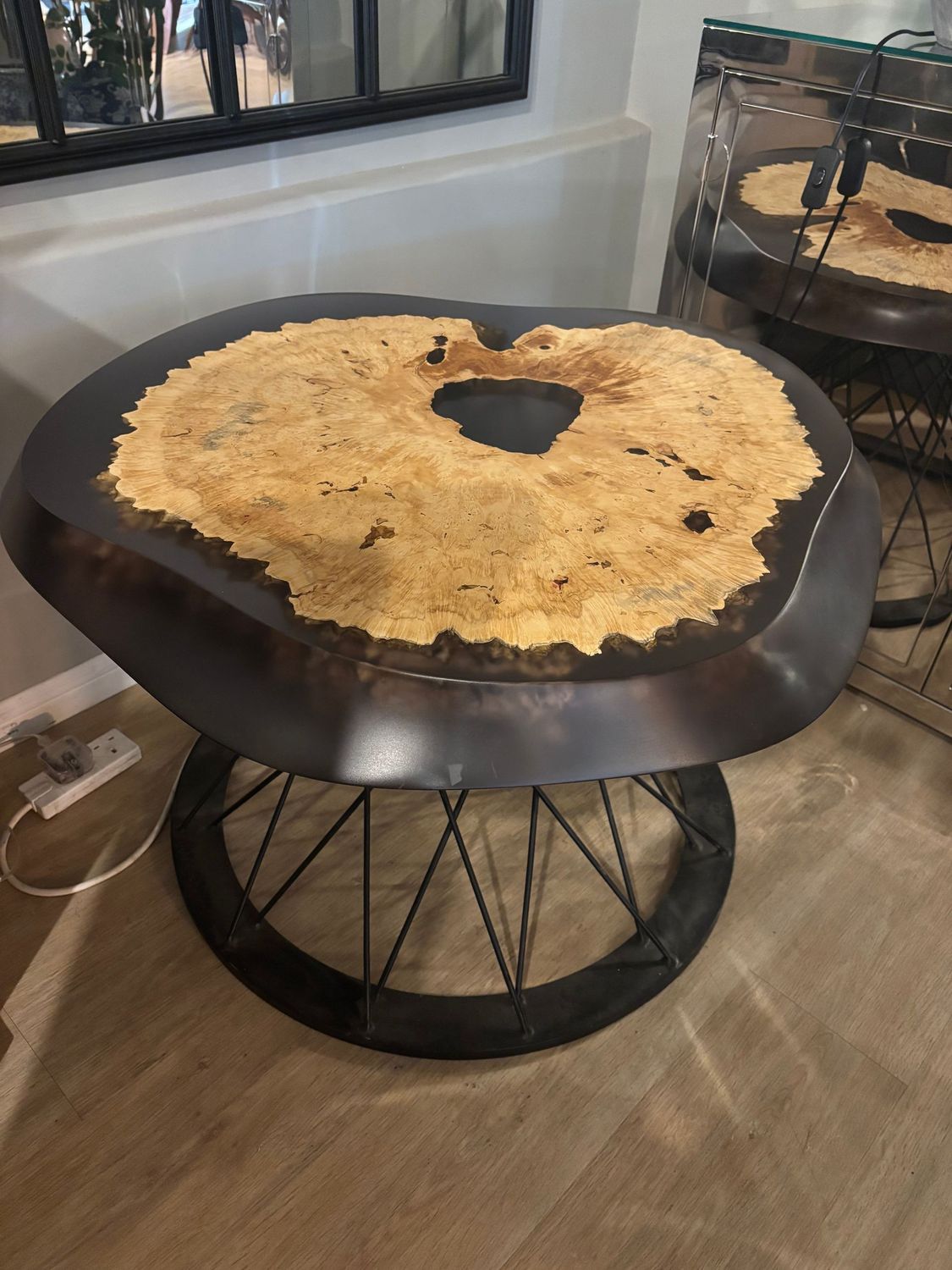 Walnut Misshaped Circle Resin Coffee Table