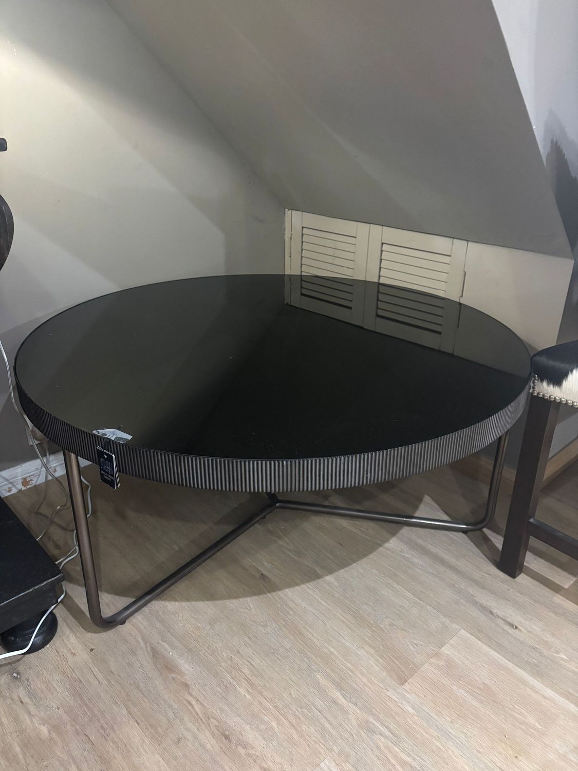 Round Coffee Table with Black Glass