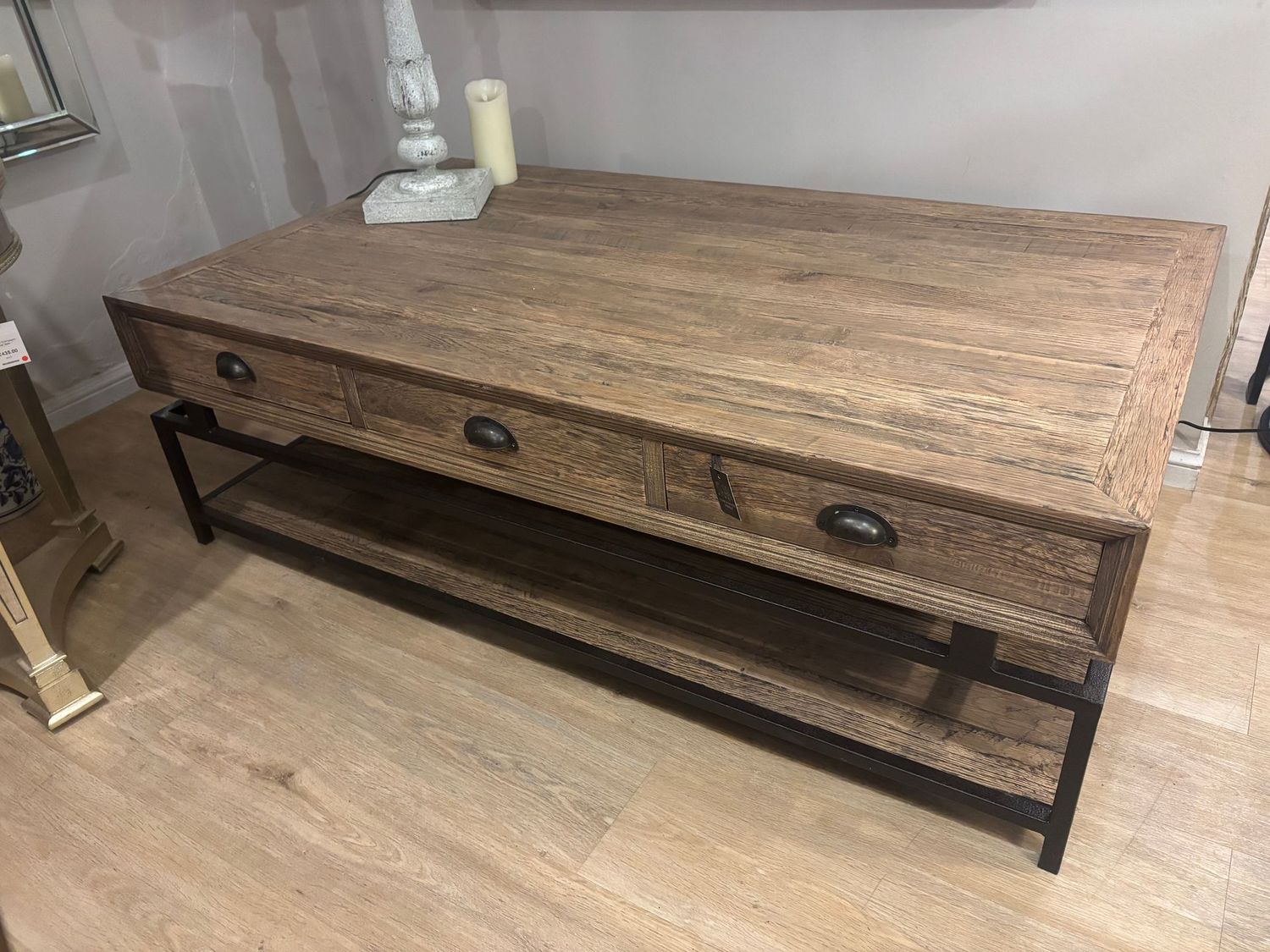 Rectangular Coffee Table On Metal Base