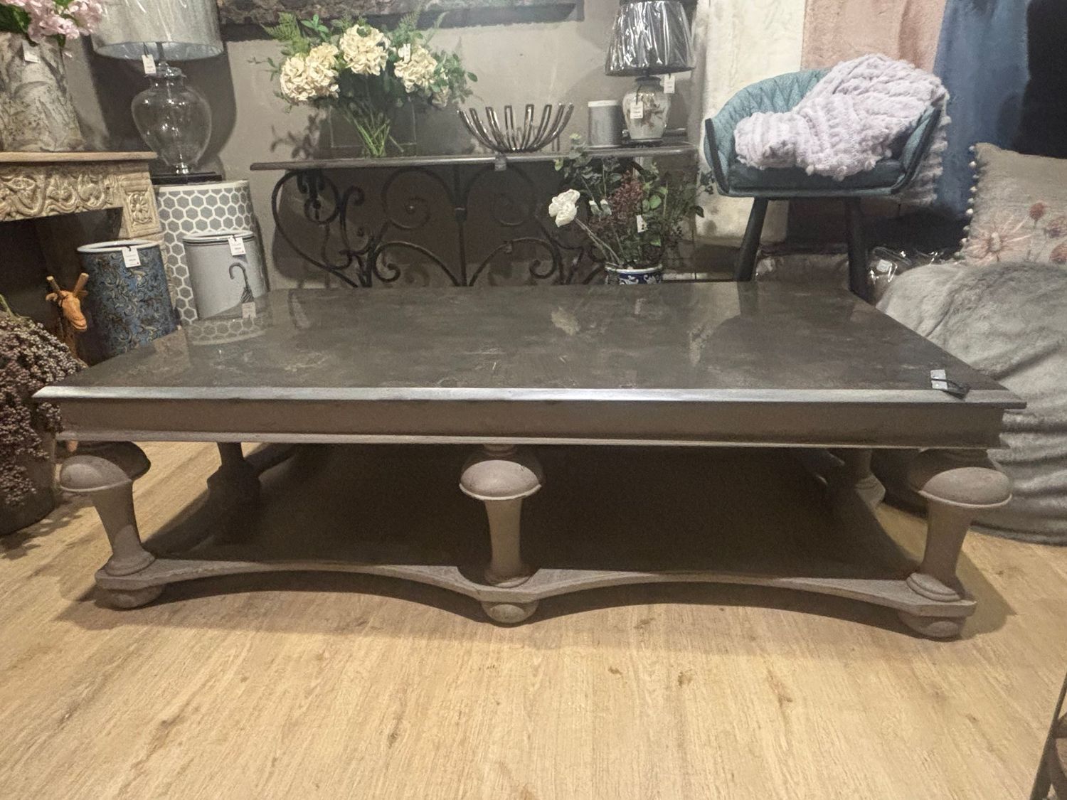 Stone Top Balustrade Coffee Table