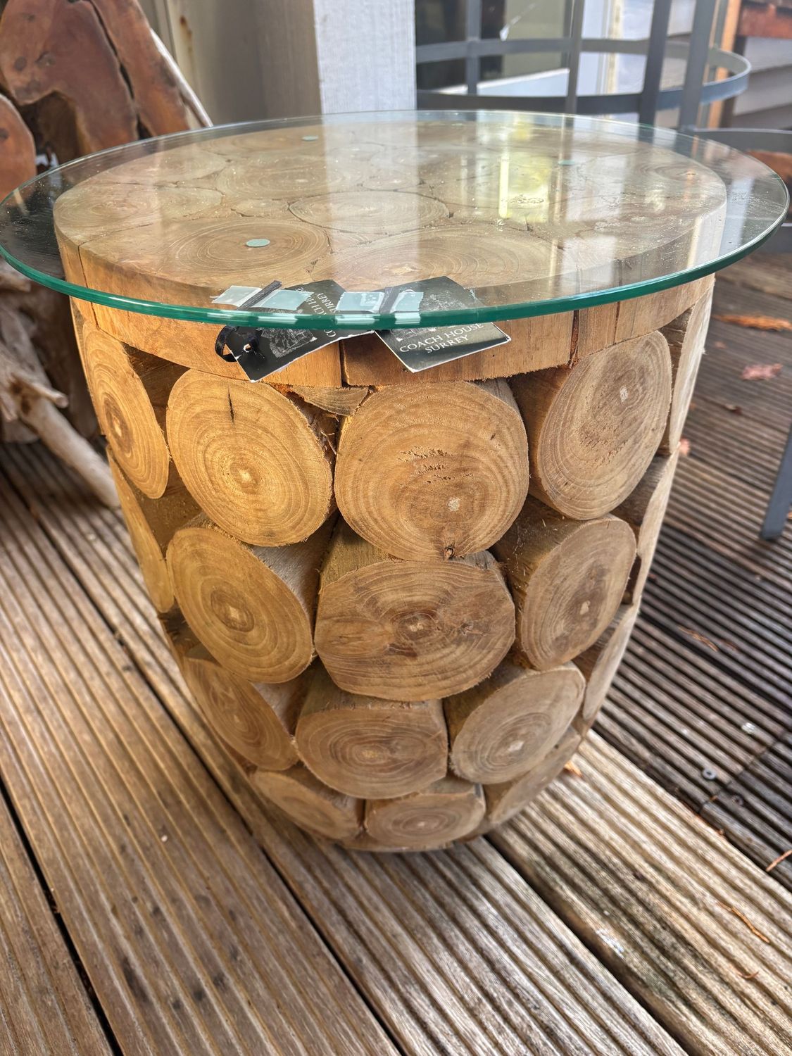 Side Table Circles Design With Glass