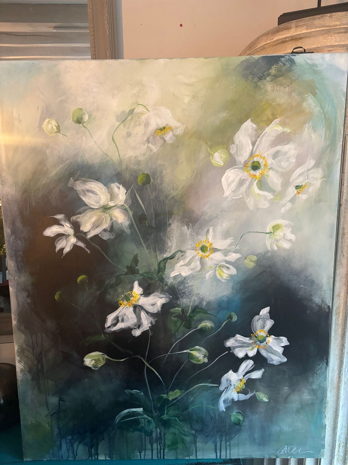 Japanese Anemones 2 (Local Artist) - 100x80cm