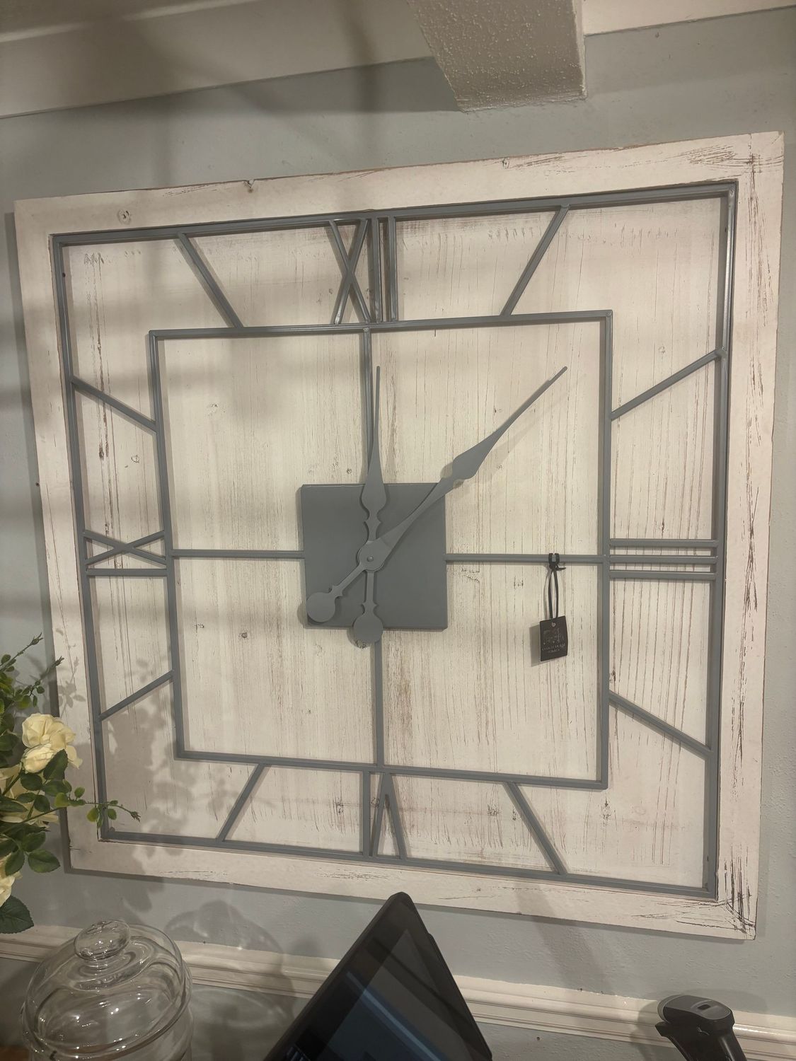 White Square Large Wall Clock