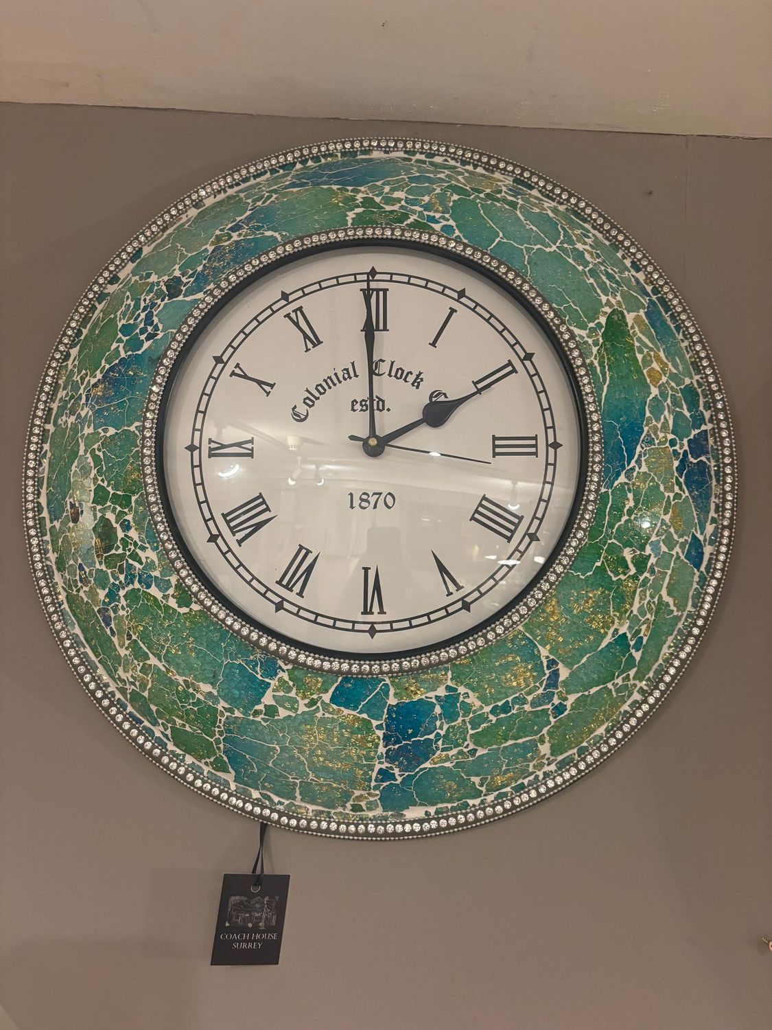 Green Crackle Wall Clock