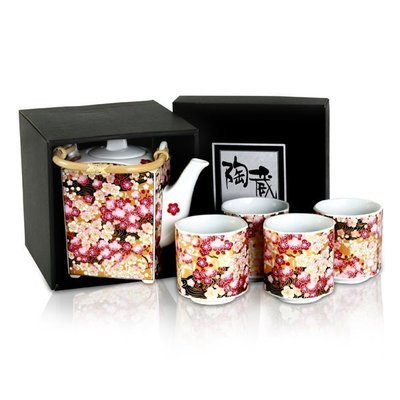 Sakura Pink Teapot + 4 Cup Set