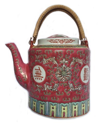 ​Chinese Rose Familia Ceramic Teapot LG (Red)