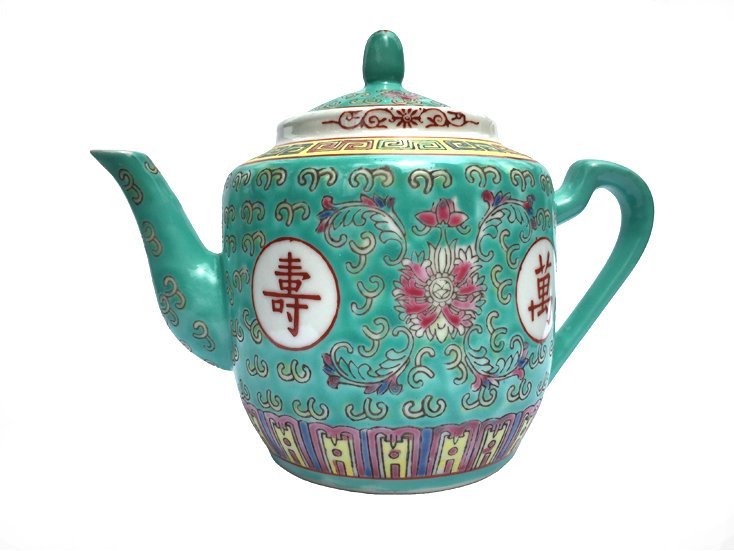 ​Chinese Rose Familia Teapot Medium (Green)