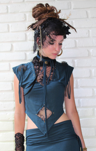 トップス kayo Kayo Anime Clothing Tunic Top Womens M/L B16 Mesh Cutouts