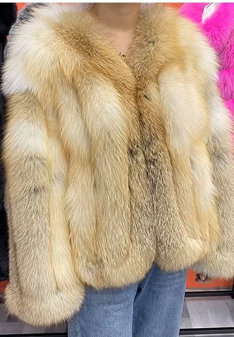 Fox Fur Jacket Hooded Golden Island Fox Fur Coat Fox Fur Jacket Hooded Golden Island Fox Fur Coat