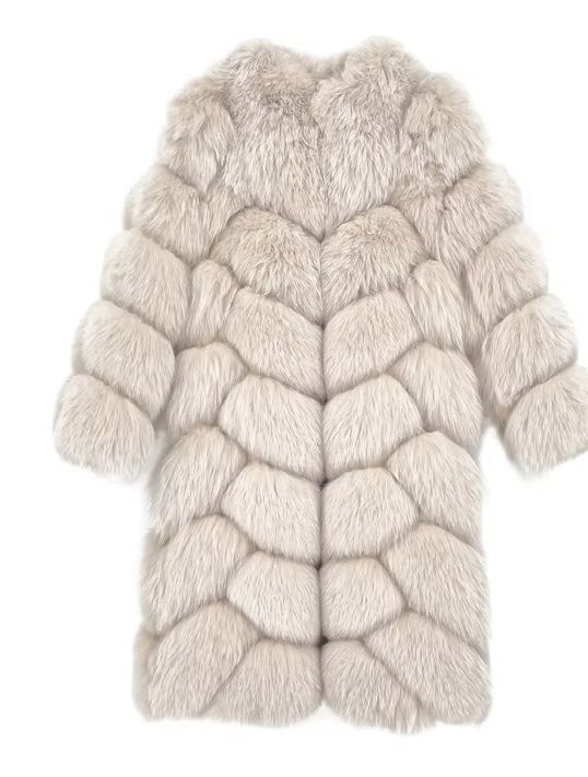 Winter Fox Fur Coat Long length Stand Collar Real Fur Coat
