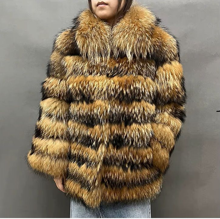 Raccoon Fur Coat Medium Length