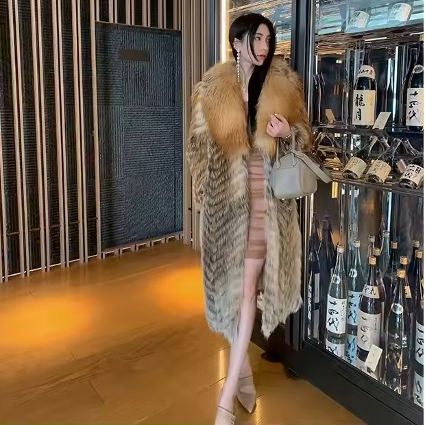 High Quality Real Red Fox Fur Coat Winter Long Fox Fur Jacket Hot Sell
